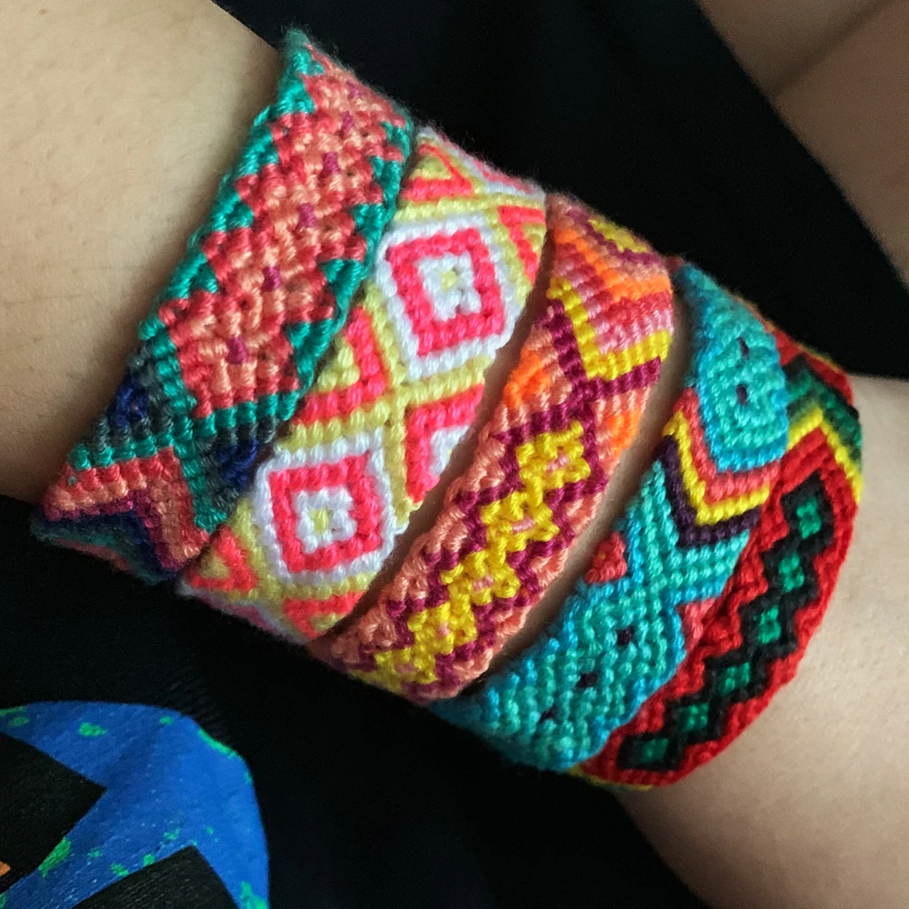 

10 Mix Color Ethnic Handmade Elastric Thread Braid Bracelet Vintage Boho Color String Woven Charm Friendship Ankle Foot Jewelry