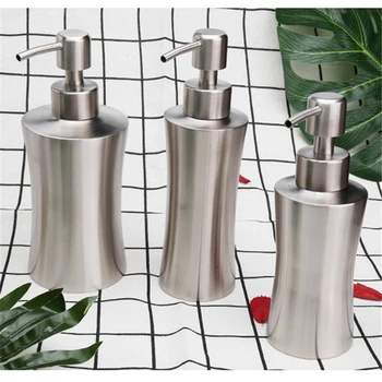 

10pcs/lot Lotion Bottle Liquid Soap Dispenser Detergent Shampoo Container Waisted Shape 18/8 Stainless Steel 220ml 250ml 400ml
