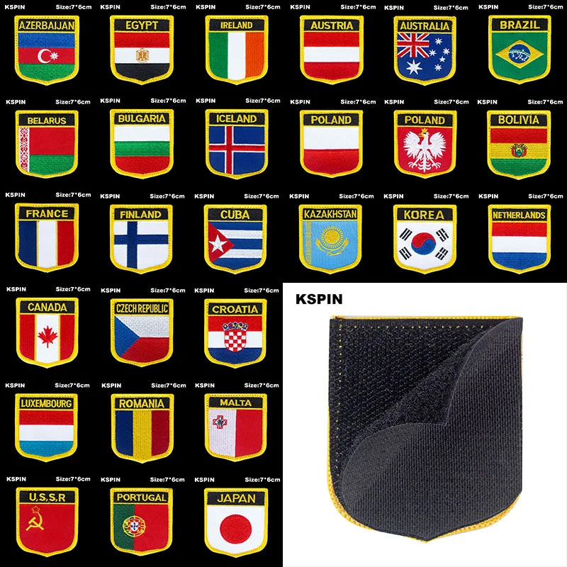 National Flag Patch Hook Loop Azerbaijan Egypt Ireland Austria Australia Badges Armband 3D Stick on Jacket Backpack Stickers | Дом и сад