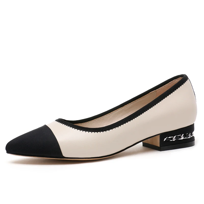 LOVIRS/эксклюзивная женская обувь из натуральной кожи на низком каблуке; дизайн; обувь на низком каблуке; элегантная женская обувь для вечеринки и офиса - Цвет: Beige