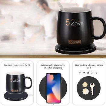

2 in 1 Wireless Heating Mug Warmer and Charger,Support All Devices Enables Qi Standard Intelligent Constant Temperature (About 1