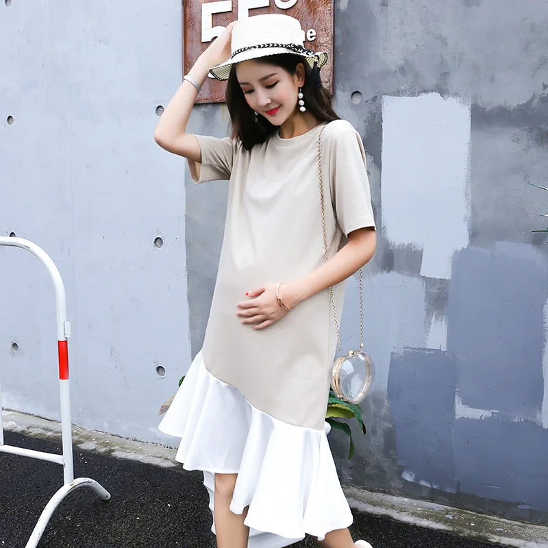 

2019 New Style Summer Maternity Clothes Dress Korean-style Slimming Fishtail Skirt Fashion Loose Mid-length Dress