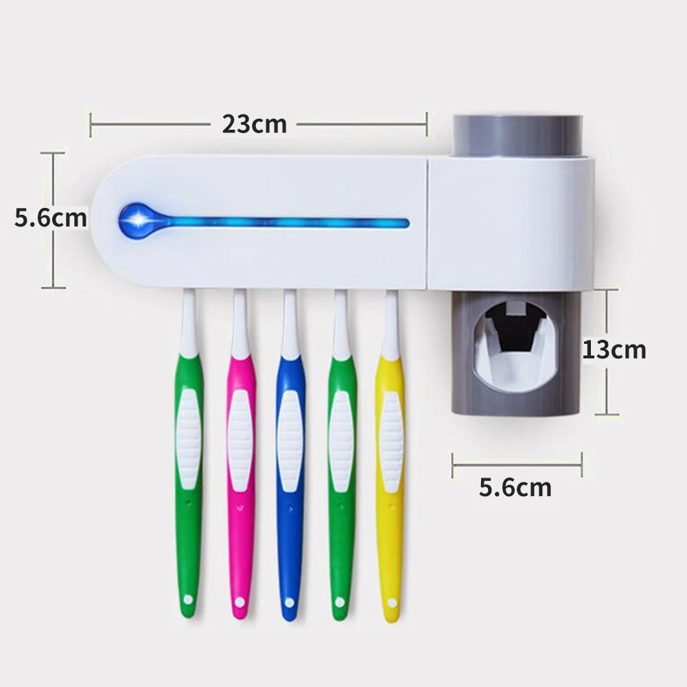 UV Sterilizer Toothbrush Holder With Automatic Toothpaste Dispenser