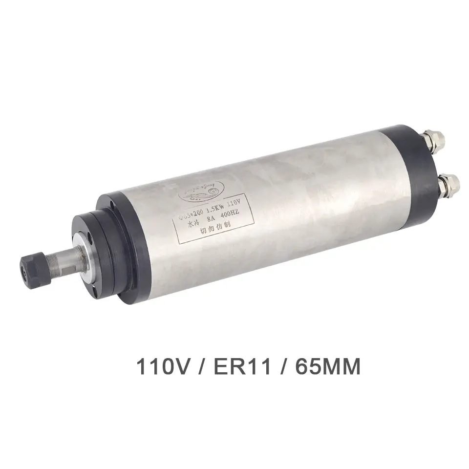 ER11 65MM 110V 1.5KW ЧПУ дизельный двигатель с водяным охлаждением шпинделя 60 мм/80 мм фрезерный двигатель ER11/ER16 патрон машина 110 V/220/380 V гравировальный станок - Цвет: ER11 65MM 110V