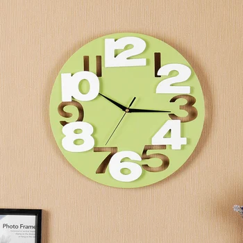 

3D Large Digital Wood Wall Clock Silent Modern Design Nordic Simple Home Wall Clock Creative Children's Room Decoration MM60WC