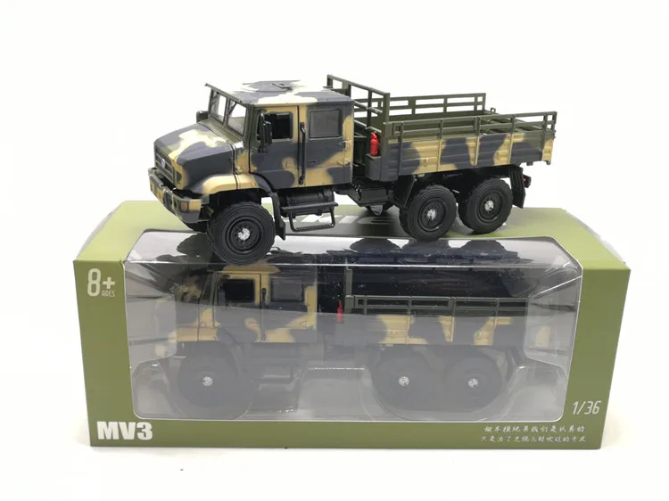 1:36 MV3 сплав военный грузовик литая под давлением игрушечная модель автомобиля со звуком оттягивающая музыкальная зеленая Модель автомобиля игрушки для детей Коллекция подарков