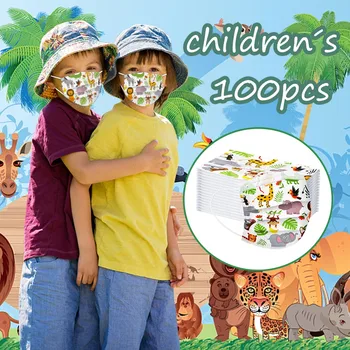 

50PCS Children Disposable Face Mask Dinosaur Printed Cartoon Face Cover Breathable Non-woven Mask Mascarillas Desechables
