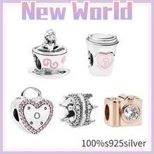 

hot sale Luxury Original 100% 925 Sterling Silver charms pandora beads for Women fashion cup compass love heart DIY Jewelry gift