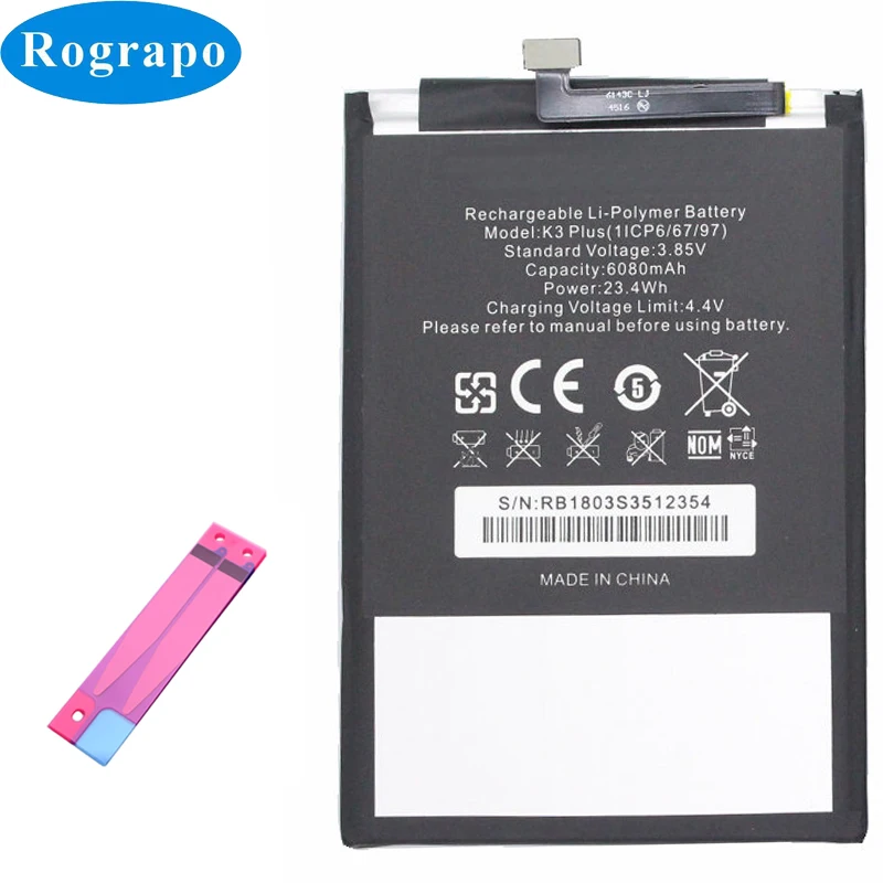 Новый 3 8 V 6080mAh Сменный аккумулятор для OUKITEL K3 Plus оригинал|Аккумуляторы мобильных