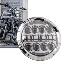 Хромированный Светодиодный фонарь для мотоцикла 7 дюймов проектор с Hi/Lo луч для Harkey FLS, FLSTC, FLSTF FLSTFB FLSTN Touring Trike