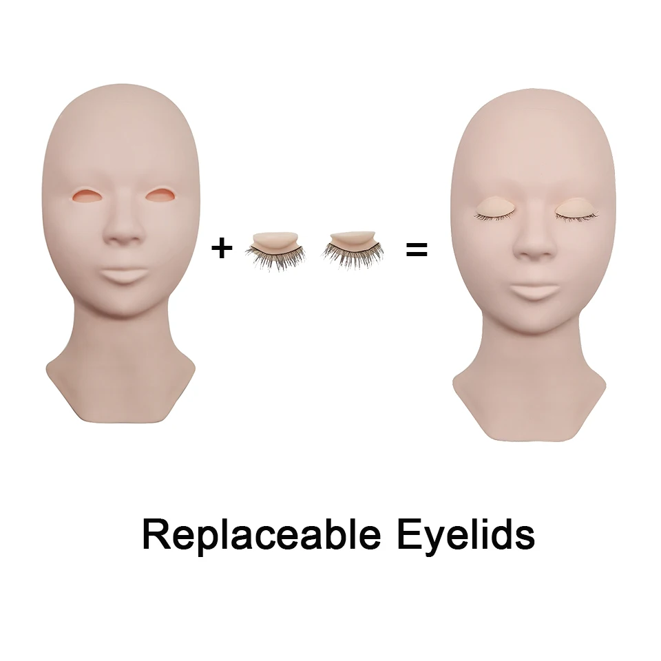 Description Picture 5 of itemEyelash Extension Silicone Practice Mannequin Model Head Replacement Eyelids Beginner Training Head Pads Facial Lash Makeup Tool