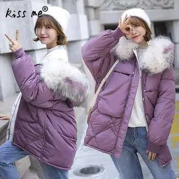 

Thicken Solid Hooded Women Outdoor Down Jacket Casual Loose Thermal Coat Female Windproof Warm Down Coat Down Cotton Clothes