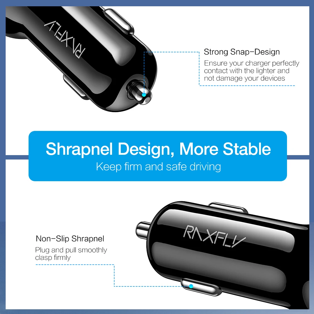 RAXFLY 2.1A Dual USB Автомобильное зарядное устройство для iPhone 11 Pro Max samsung huawei Xiaomi автомобильное зарядное устройство для мобильного телефона зарядное устройство в автомобиле