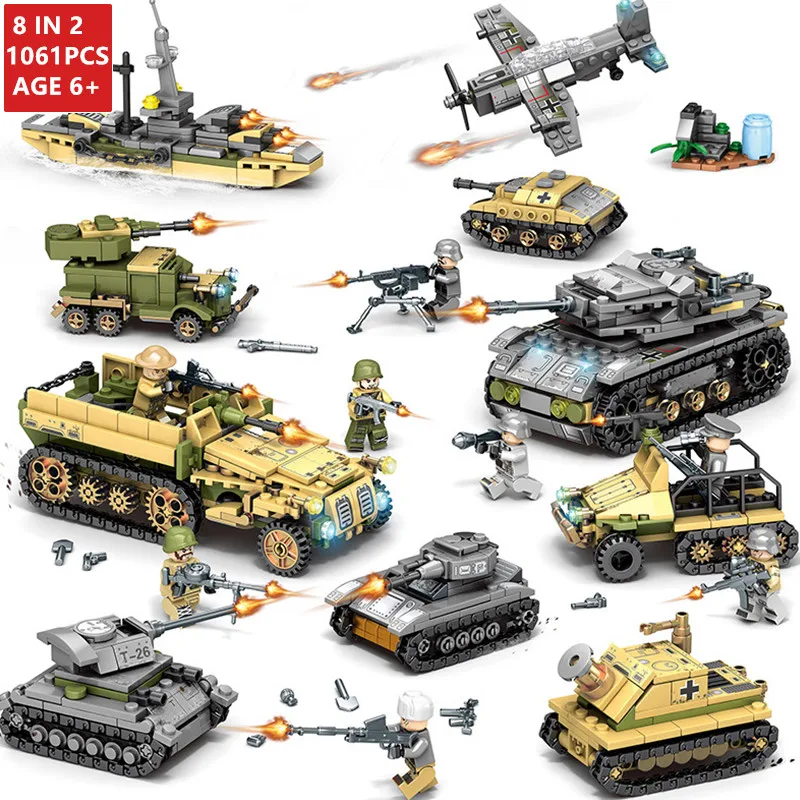  1061Pcs Military Iron Empire Tank Armored Car LegoINGs Building Blocks Sets Army WW2 Kids DIY Brick