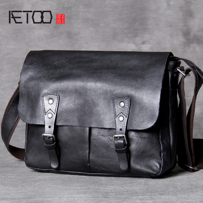 AETOO Classic head bolso de cartero masculino de cuero de vaca casual bolso  de hombro tipo bandolera|Bolsos bandolera| - AliExpress