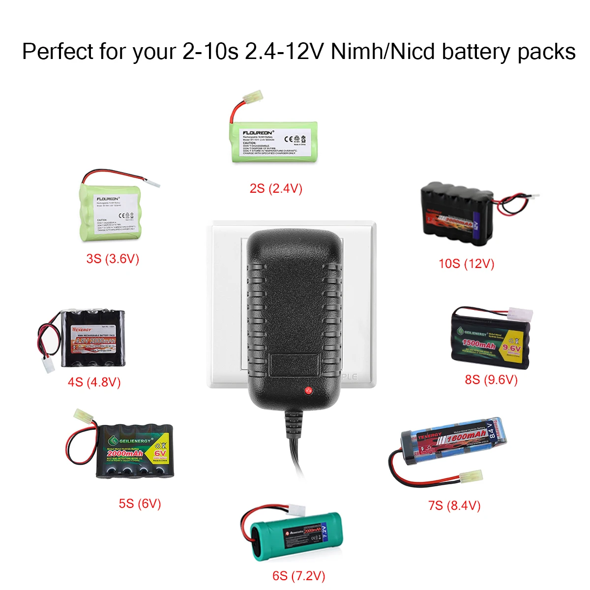 Vue arrière du chargeur intelligent NiMH/NiCd 2-8S 80A pour voiture RC batterie, ports de charge multiples