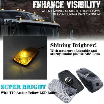 

Cab Marker Roof Light Smoke Cover Amber T10 LED Roof Running Light Cab Marker Clearance Light For GMC Chevrolet C/K 1500-3500