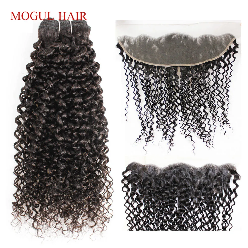 

MOGUL HAIR Jerry Curly Hair Bundles With Frontal Bundles With 4x13 Lace Frontal Brazilian Non Remy Human Hair weave Extension