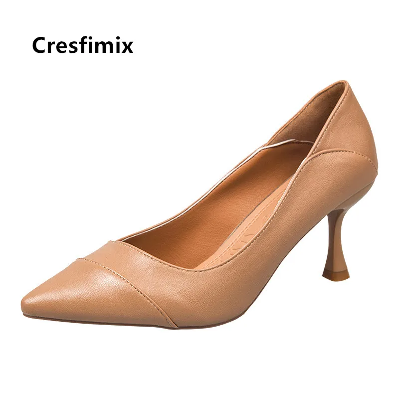 Cresfimix женская модная обувь с острым носком из искусственной кожи на высоком
