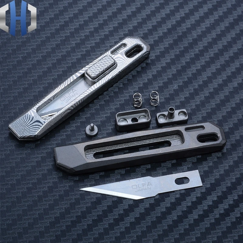 Titanium Alloy/Damascus Mini Knife EDC Multifunction Portable Keychain