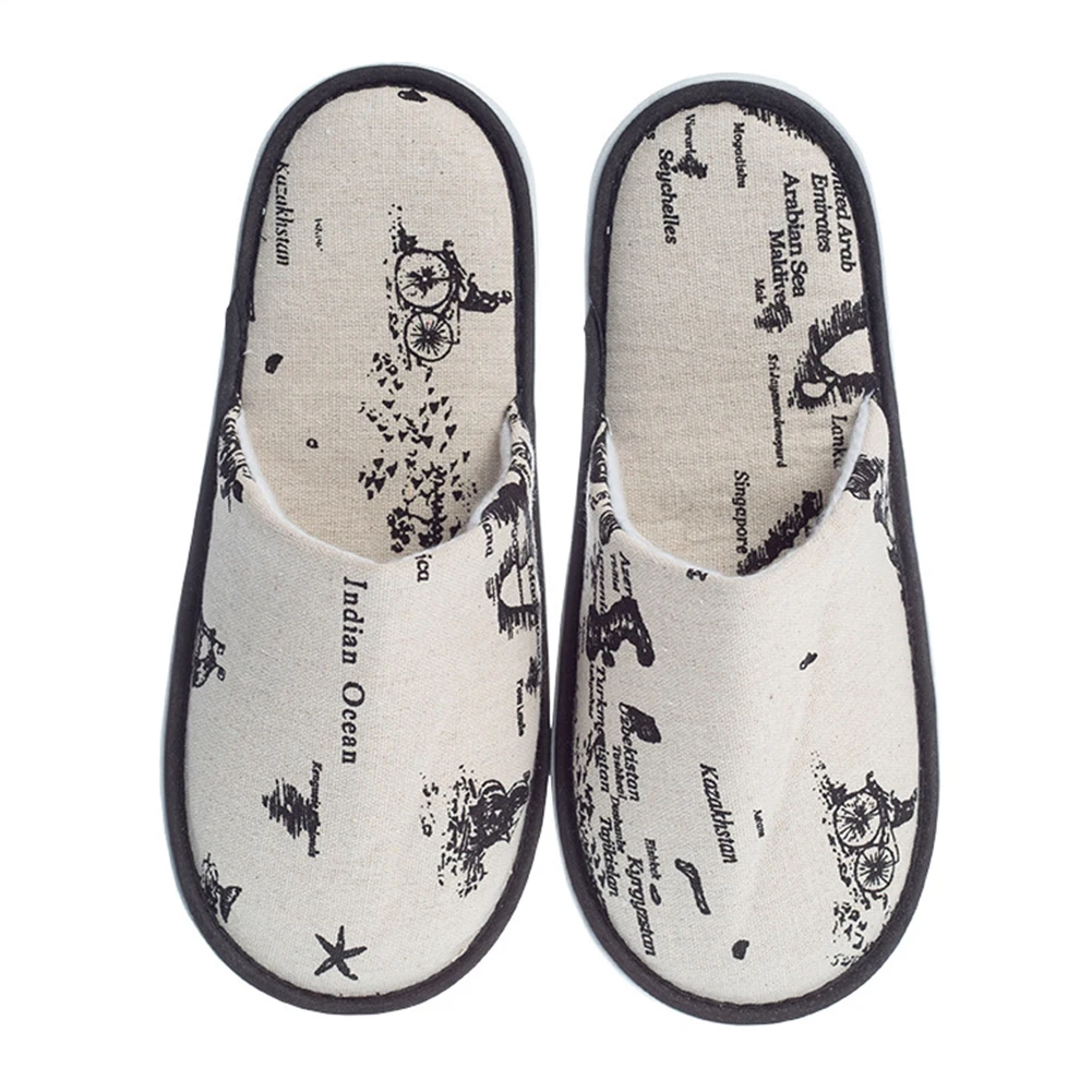 

Man Women Closed Toe Hotel Home Bathroom Party Disposable Slipper Children Portable Spa Non Slip Practical Map Print Travel