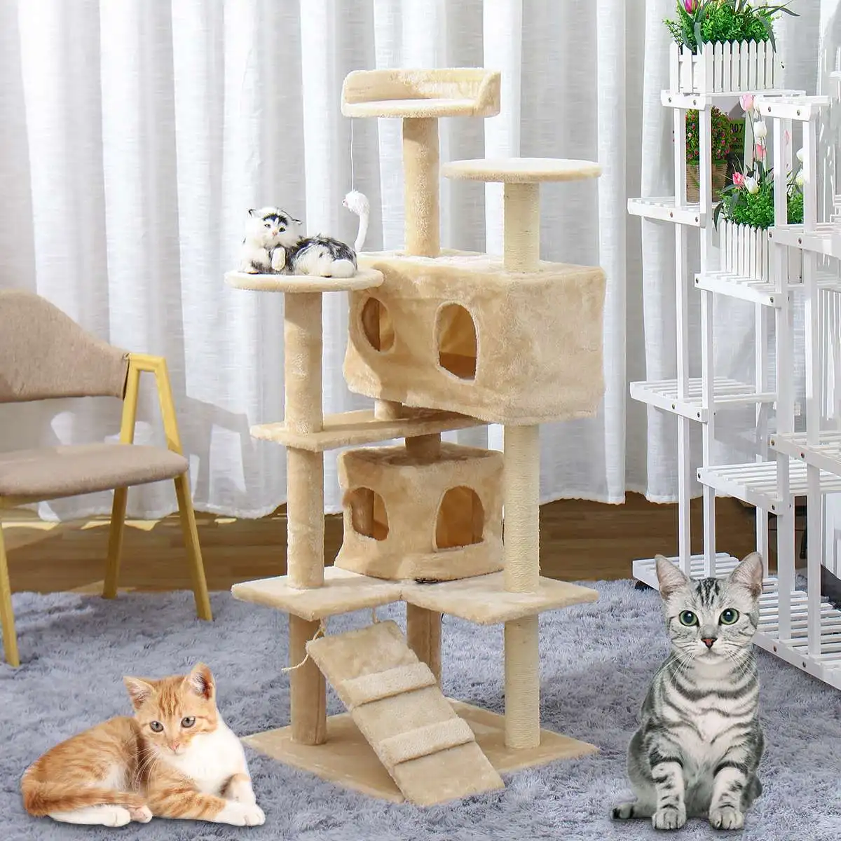 Большой 5" кошка дерево домик для кошки игрушка дерево-Когтеточка для кошек игровой дом мебель для кондоминиума лазалки для кошек Кондо для чесания