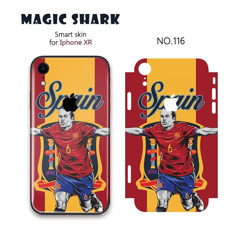 Magic Shark Football Super Star Spain Germany French Film Sticker for iPhone XR Ultra Thin Back Case Cover for iPhone XR - Цвет: 116