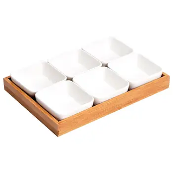 

Ceramic Tray, Bamboo Pickles, Food Tableware Desktop Decoration Fruit Snack Plate Food Organizer Birthday Party Wedding Supplies
