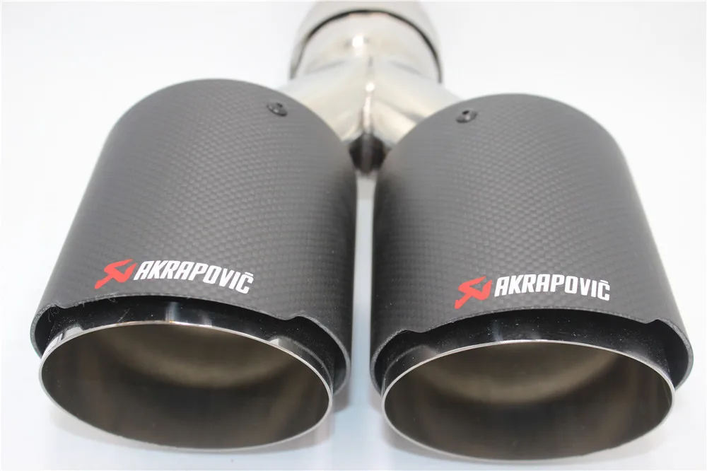 Doppio In fibra di Carbonio in acciaio inox Auto universale punta Doppia estremement del tubo di scarico Akrapovic con full carbon