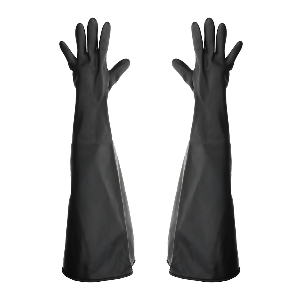 Heavy Duty Latex Gloves Accs, Resist  Alkali And Oil, 60cm 1 Pair, Black