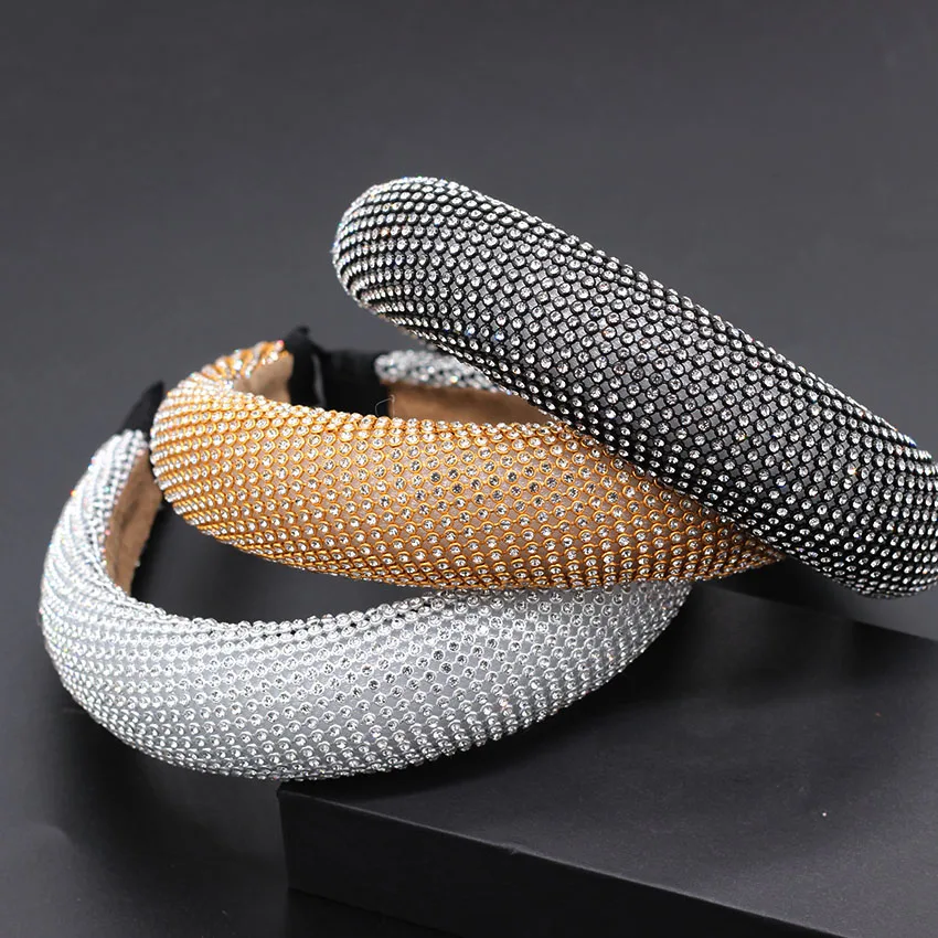 Новая мода темперамент преувеличен сетка горный хрусталь оголовье путешествия дикие женские вязаные шапочки модный шар широкая повязка для головы 780