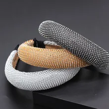 Новая мода темперамент преувеличен сетка горный хрусталь оголовье путешествия дикие женские вязаные шапочки модный шар широкая повязка для головы 780