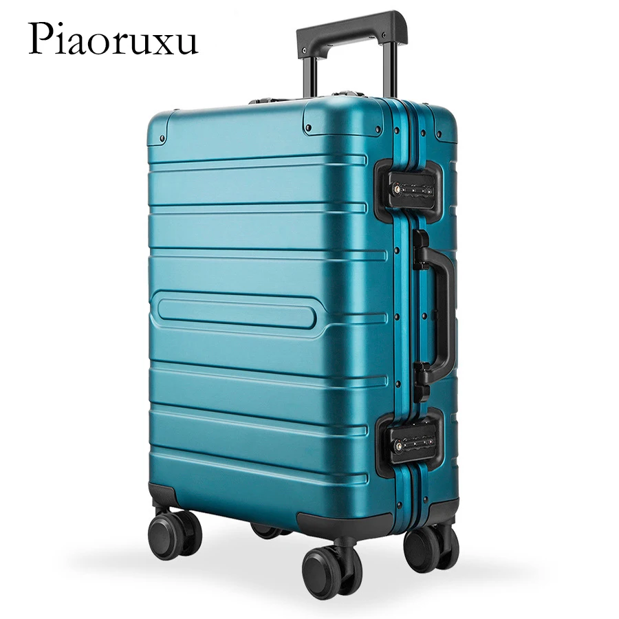 blue 2" 24" 2" дюймов Алюминиевый Чемодан на колесиках, Дорожный чемодан, алюминиевый Прядильщик, сумка на колесиках - Цвет: blue