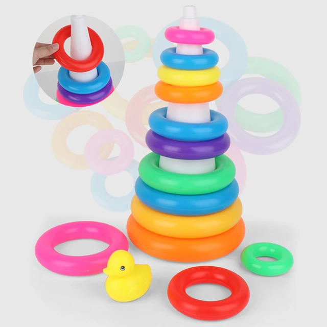 Baby Toy Duck Stacking Ring Toy Kids Bathing Toy Ring Play Set Mainan Budak  Gift for