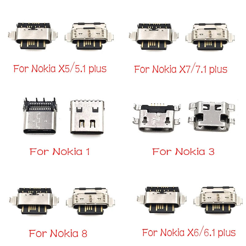 10 шт./партия, разъем Micro Usb для зарядки порт для Nokia 3 6 7 Plus 8 6,1 7,1 5,1 Plus X5 X6 X7 запчасти