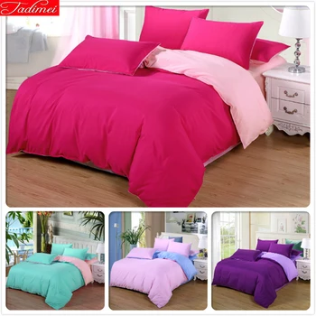 

Pure Color AB Side 4pcs Bedding Set 1.5m 1.8m 2m 2.2m Bed Sheet Full King Queen Twin Double Size Duvet Cover Bedlinens Child Kid