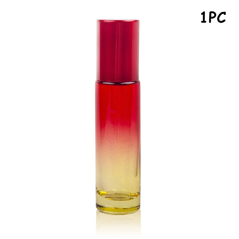 1PC Red Yellow 1/5/10 шт 10 мл «Поцелуй меня») цвета в ассортименте; Стекло бутылка надевание крышки сверху роликом мяча с распылением ароматерапевтического эфирного масла тумана контейнер для путешествий многоразового флакон духов - Цвет: 1PC Red Yellow