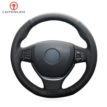 

LQTENLEO Black Artificial Leather Car Steering Wheel Cover for BMW 5 Series 520i 528i F10 F11 F07 2009-2017 M5 F10 2011-2013