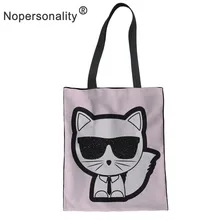 Nopersonality для повторного использования хозяйственная сумка Красочные Для женщин Холст Сумка-тоут сумки сумка с изображением кошек и собак сумка Eco мультфильм сумка для покупок сумки на плечо
