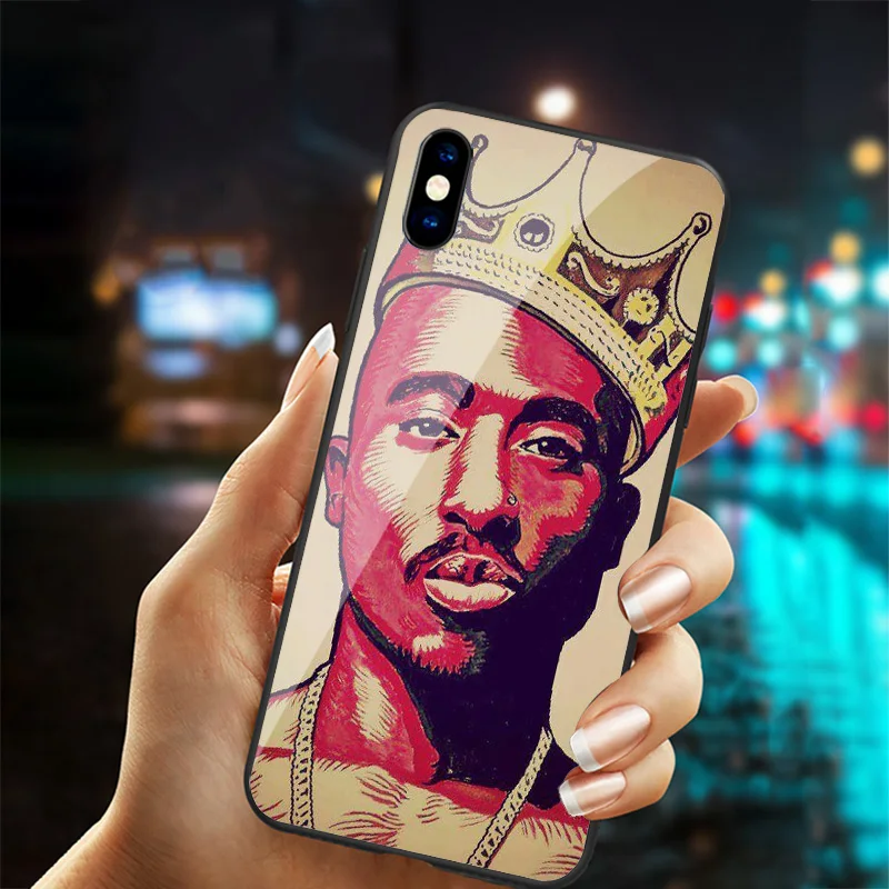 ТПУ + закаленное стекло популярный 2Pac Тупак чехол для телефона Apple iPhone 13mini 12 11 13 Pro