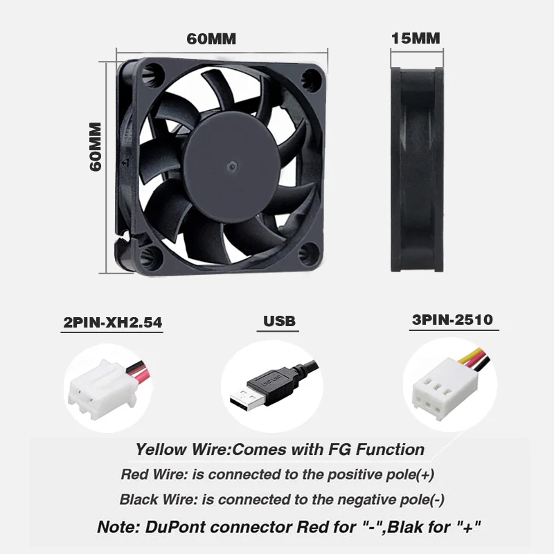 Ventilador sem Escova Partes 60 mm 6015 5v 12v 24v Usb 2pin 3pin cc 60x60x15 mm 6015 6cm para Computador pc Cpu - Imagem 6