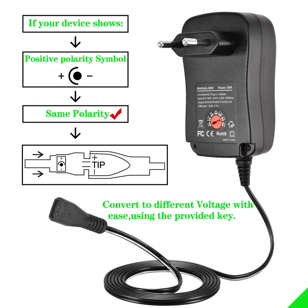 Fonte de Alimentação para Lcd Universal Adaptador Reversível Polaridade Multi Tensão dc Led Light Strip Roteador Hub Alto-falante 30w ac - Image 3