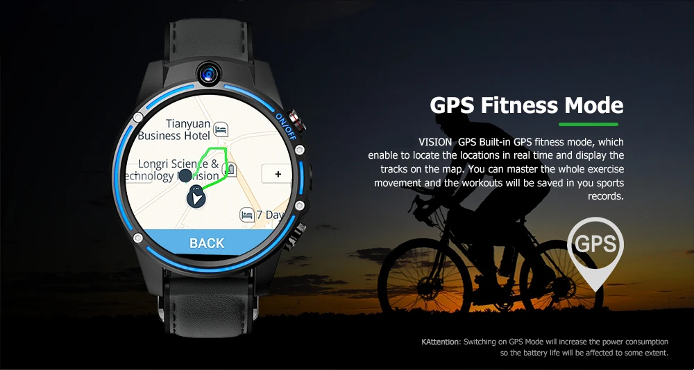 Vision 4G Смарт-часы Android 7.1.1 3 ГБ 32 ГБ с gps 8 МП 5 МП Двойная Камера 1,6 дюймов экран 800 мАч батарея умные часы для мужчин