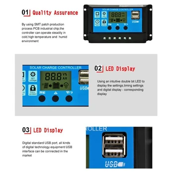 

12/24V Solar Panel Battery Controller Regulator PWM 5V Light Timer Control