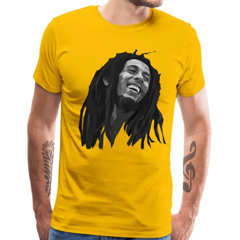 Legend Bob Marley футболка для мужчин с коротким рукавом Топы И Футболки Регги Музыка хип хоп Новая мода хлопок мужская футболка смешные футболки - Цвет: Yellow