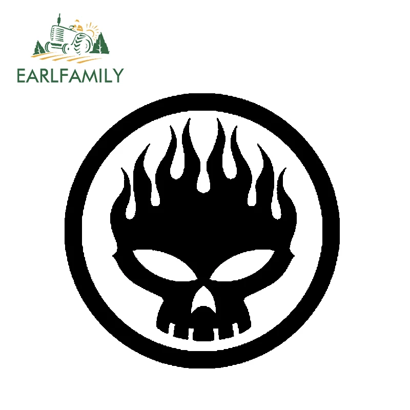 

EARLFAMILY 13cm x 13cm Flaming Skull Skeleton Head Zombie Land Window Car Sticker Decal You Pick Color Car Styling Black/Silver