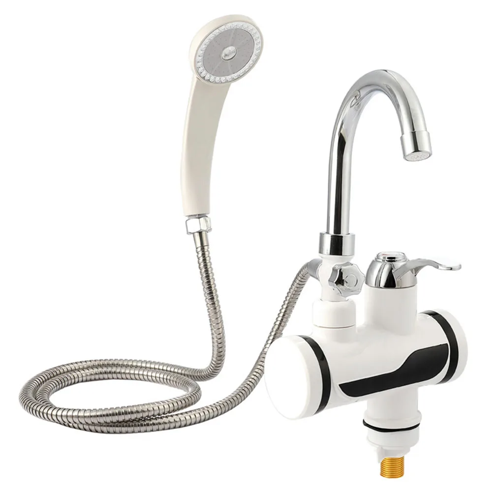  Kitchen Water Heater Tap Bathroom Instant Electric Heating Water Faucet with Shower EU Plug Tempera - 4000261877352