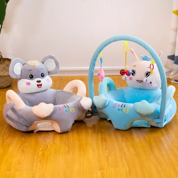 

Sofa Set Support Seat Cover Baby Plush Chair Sofa Learning Sit Chair Infant Baby Support Toddler Nest With Rod & Toys No Filler