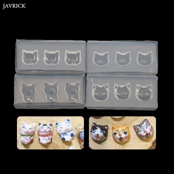 

4Pcs Cat Head Epoxy Resin Molds 3D Nail Art Clear Silicone Mold Kit Cartoon Cat Nail Carving Templates DIY Craft Jewelry Tools