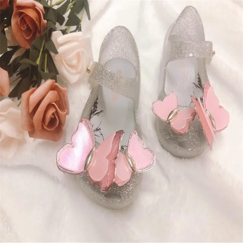 Модная мини-обувь для девочек Melissa; прозрачная обувь с бабочкой; сандалии для маленьких девочек; детская обувь; обувь для малышей
